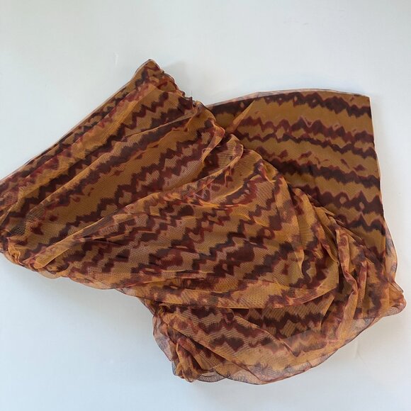 Zara TULLE PENCIL MIDI SKIRT High-waist w/ Elastic Waistband BROWN SIZE Small - Picture 5 of 6